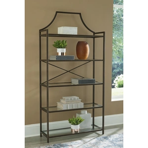 Ashley Furniture Bernonly Metal/Glass Bookcase, Antique Bronze Finish