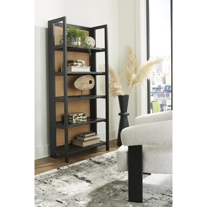 Ashley Furniture Abyard Wood/Rattan Bookcase, Black/Natural