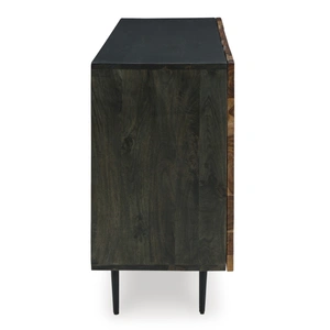 Ashley Furniture Darrey 3-Door Wood Accent Cabinet | Natural Brown Storage, Natural/Brown