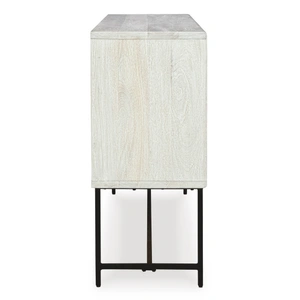 Ashley Furniture Freyton 3-Door Wood Accent Cabinet | Two-Toned Storage, White/Gray