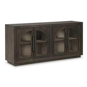 Ashley Furniture Dreley 4-Door Arched Accent Cabinet | Grayish Brown Buffet, Grayish Brown