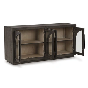 Ashley Furniture Dreley 4-Door Arched Accent Cabinet | Grayish Brown Buffet, Grayish Brown
