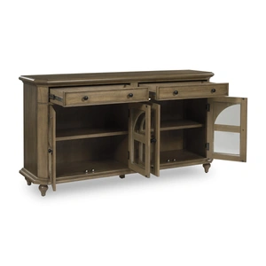 Ashley Furniture Barlomore 4-Door Wood Accent Cabinet | Brown Storage, Brown