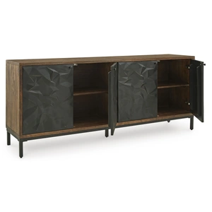 Ashley Furniture Dorannby 4-Door Wood Accent Cabinet | Two-Toned Storage, Black/Brown