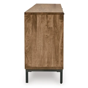 Ashley Furniture Dorannby 4-Door Wood Accent Cabinet | Two-Toned Storage, Black/Brown