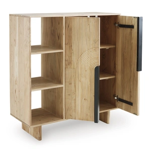 Ashley Furniture Kierwell Tall 2-Door Accent Cabinet | Natural Wood Storage, Natural