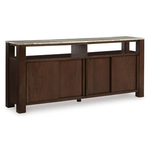 Ashley Furniture Tobinville 4 Door Wood Accent Cabinet – Dark Brown, Dark Brown
