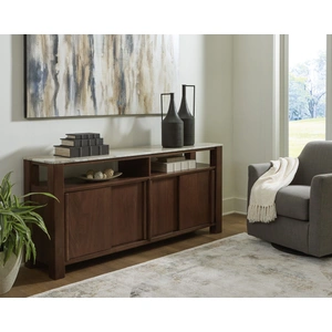 Ashley Furniture Tobinville 4 Door Wood Accent Cabinet – Dark Brown, Dark Brown