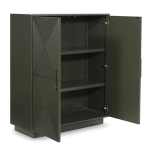 Ashley Furniture Geirwood 2-Door Accent Cabinet | Dark Green & Gold Statement, Dark Green
