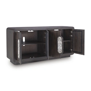 Ashley Furniture Elliston 4-Door Wood Accent Cabinet | Espresso Brown Storage, Espresso Brown