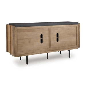Ashley Furniture Quintavious 4-Door Accent Cabinet | Brown & Charcoal Storage, Brown/Charcoal