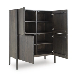 Ashley Furniture Orsonal 4-Door, 6-Shelf Accent Cabinet | Espresso Brown Storage, Espresso Brown