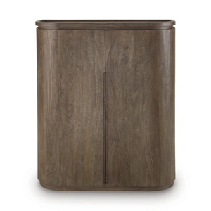 Ashley Furniture Landermont Wood Bar Cabinet - Solid Mango Wood & Wine Storage, Medium Brown