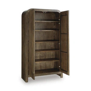 Ashley Furniture Thoren 2-Door Vertical Accent Cabinet | 5-Shelf Medium Brown, Medium Brown