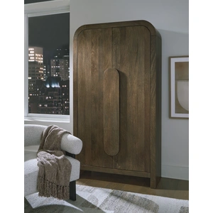 Ashley Furniture Thoren 2-Door Vertical Accent Cabinet | 5-Shelf Medium Brown, Medium Brown