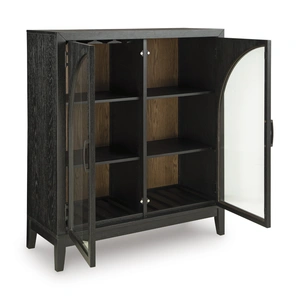Ashley Furniture Armenleigh Two-Toned Wood Bar Cabinet | Modern Storage, Black/Brown
