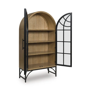 Ashley Furniture Gwenwich 2-Door Accent Cabinet | Black & Natural Wood Storage, Natural/Black