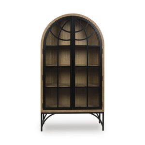 Ashley Furniture Gwenwich 2-Door Accent Cabinet | Black & Natural Wood Storage, Natural/Black
