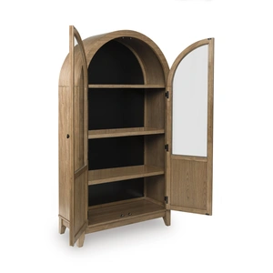Ashley Furniture Dagandale Arched Accent Cabinet | Two-Toned Wood Display, Natural/Black
