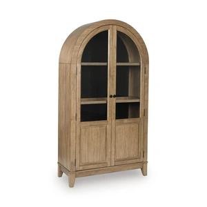 Ashley Furniture Dagandale Arched Accent Cabinet | Two-Toned Wood Display, Natural/Black