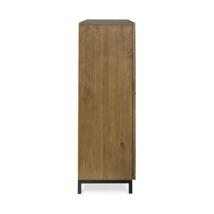 Ashley Furniture Wrenridge 4-Door Display Cabinet | Gray-Brown Wood & Glass, Gray Brown
