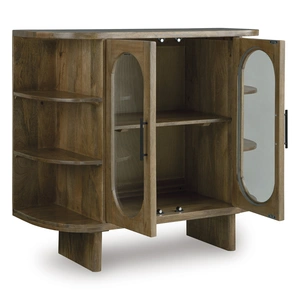 Ashley Furniture Niall 2-Door Vertical Accent Cabinet | 7-Shelf Light Brown, Light Brown