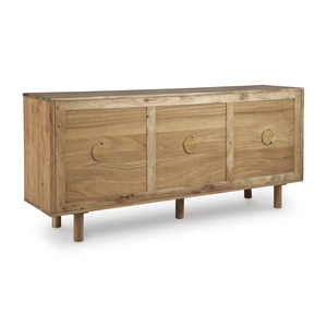 Ashley Furniture Adway Wood Accent Cabinet | Glass Door Storage, Natural Brown