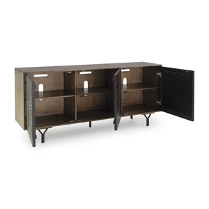 Ashley Furniture Lavinmont 3-Door Accent Cabinet | Multi-Tone Wood Storage, Multi Brown