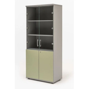 MDD Office Furniture Color Office Lockable Cabinet w/2 Upper Glass Doors & 2 Down Doors