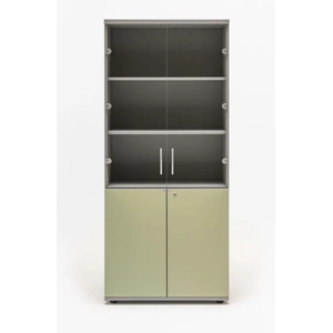 MDD Office Furniture Color Office Lockable Cabinet w/2 Upper Glass Doors & 2 Down Doors