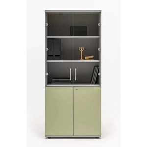 MDD Office Furniture Color Office Lockable Cabinet w/2 Upper Glass Doors & 2 Down Doors