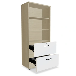 MDD Office Furniture Standard Office Lockable H72.2-inch File Cabinet w/2 Drawers & 3 Open Shelves