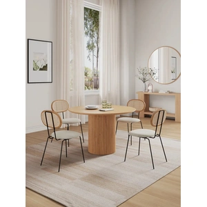 Manhattan Comfort Hathaway 47.24-inch Solid Wood Round Dining Room Set w/Jardin Chairs
