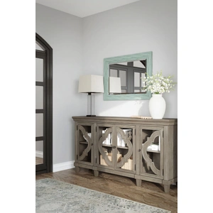 Ashley Furniture Fossil Ridge 4-Door Wood Accent Cabinet | Gray Storage, Gray