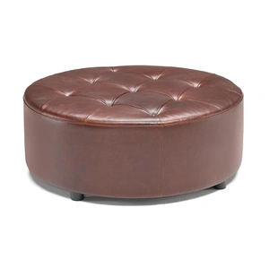 Natuzzi Editions Gaia Fabric/Leather Round Tufted Ottoman