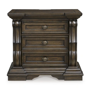 Ashley Furniture Ashley SM Maylee 2-Drawer Wood Veneer Nightstand with Power Supply & USB, Dark Brown