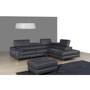 J&M Furniture A973 Premium Leather Sectional Sofa, Grey