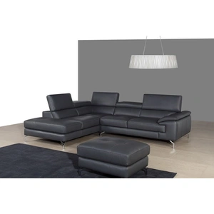 J&M Furniture A973 Premium Leather Sectional Sofa, Grey