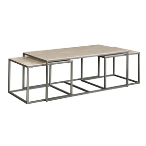 Hammary Modern Basics Rectangular Travertine/Metal Nesting Cocktail Table Set