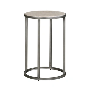 Hammary Modern Basics Round Travertine/Metal End Table