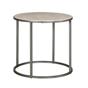 Hammary Modern Basics Round Travertine/Metal End Table