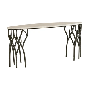Hammary Willow Oval Travertine/Metal Sofa Console Table
