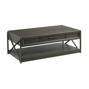 Hammary Simon Rectangular Wood Coffee Table w/Drawer, Old Iron