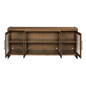 Kincaid Abode Wagner Wood/Glass Console w/4 Doors, Brown