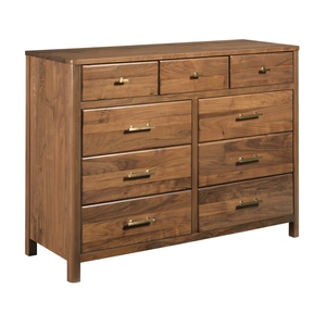Kincaid Monogram Flat Top Wood Dresser w/9 Drawers, Brown