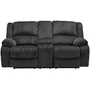 Ashley Furniture Draycoll Polyester Double Reclining Loveseat w/Console, Slate