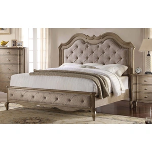 ACME Chelmsford Fabric Panel Bed, Beige & Antique Taupe