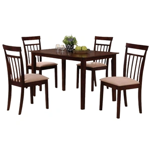 ACME Samuel Dining Set (Table & 4 Chairs), Beige & Espresso