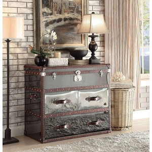 AF Modern Aberdeen 3-Drawer Accent Sofa Table, Vintage Dark Brown
