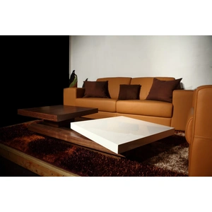 Beverly Hills Furniture Action Three Tiered Motion Coffee Table, Walnut/Hgh Gloss White